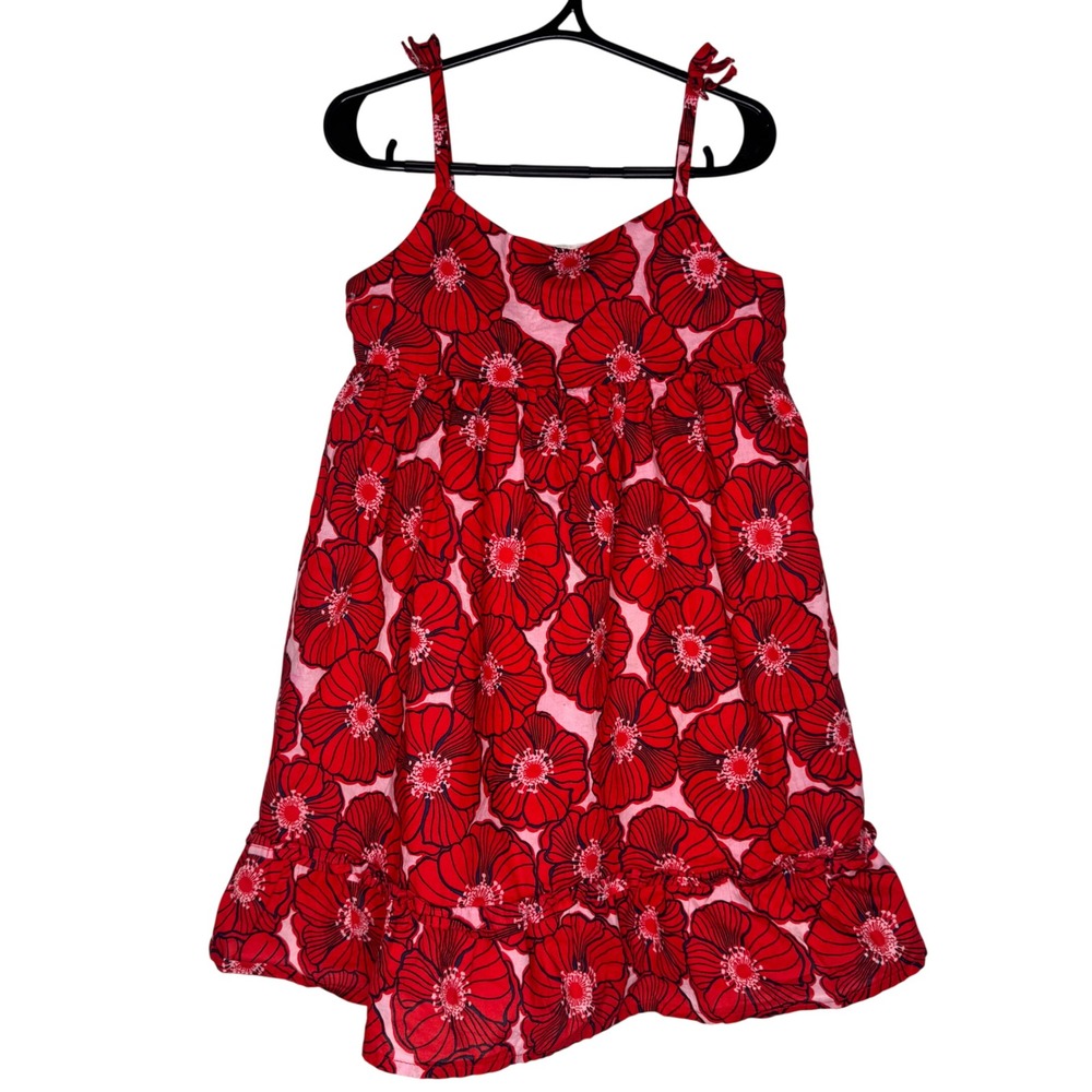 Janie and Jack Kids Red Poppy Floral Cotton Sundress Size‎ 5 Adjustable Straps